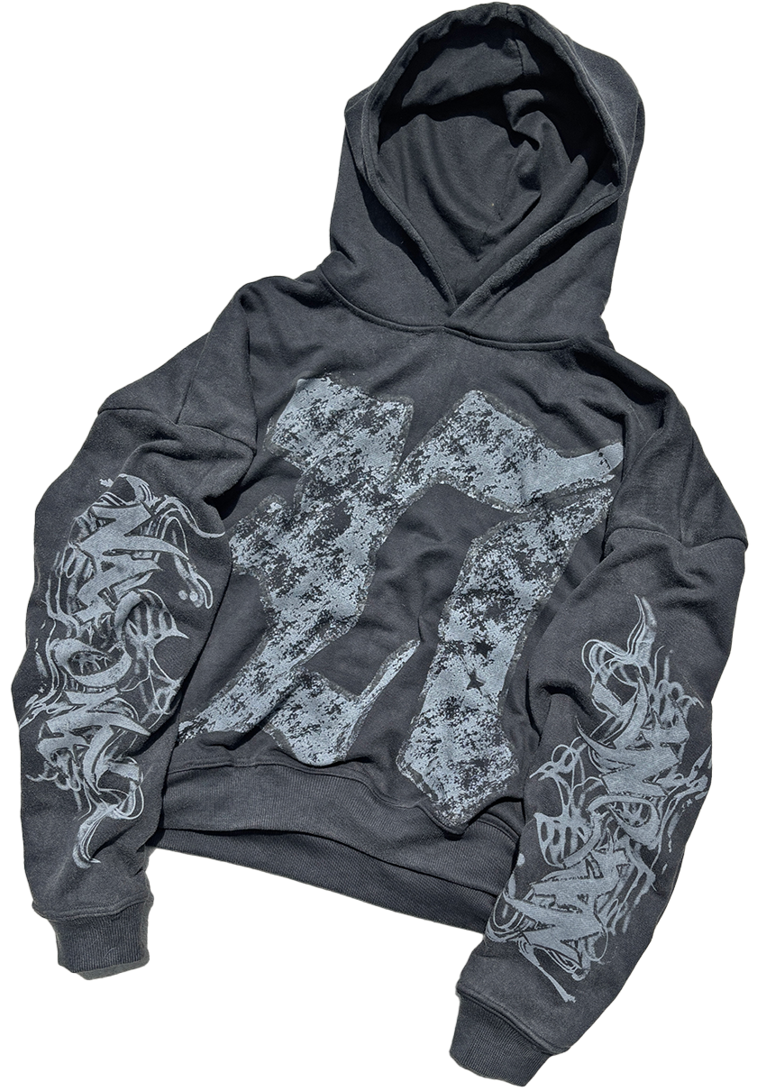 Black Smoked-Logo Nafoné Hoodie